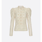 Christian Dior Ecru Lace Brandenburg Puff Sleeve Fitted Jacket Womens US 6
