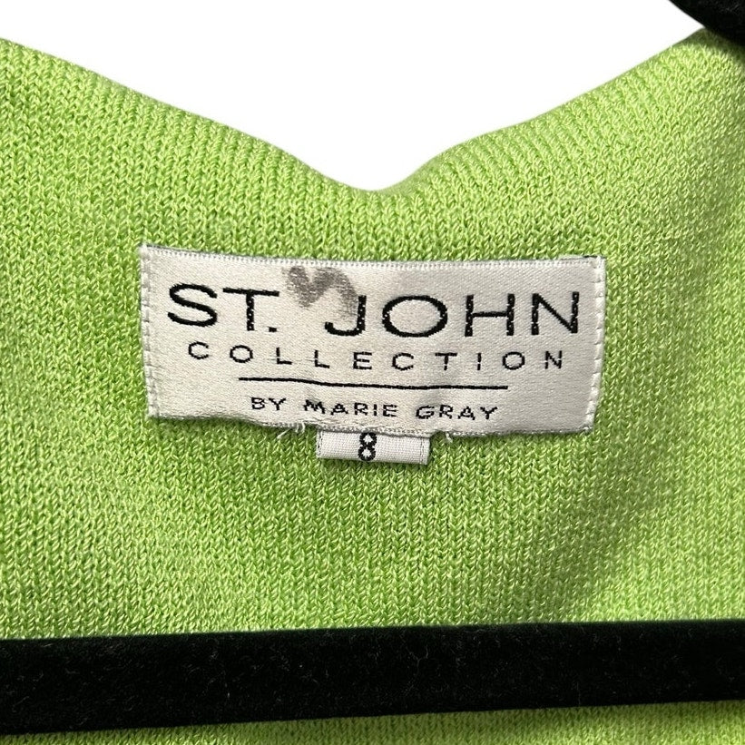 Vintage St. John Collection by Marie Gray Lime Green Short Sleeve Knit Jacket 8
