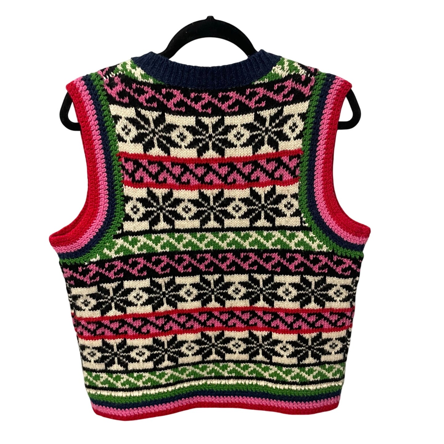 Frances Valentine Colorful Lambswool Knit Fair Isle Sweater Vest Womens Medium