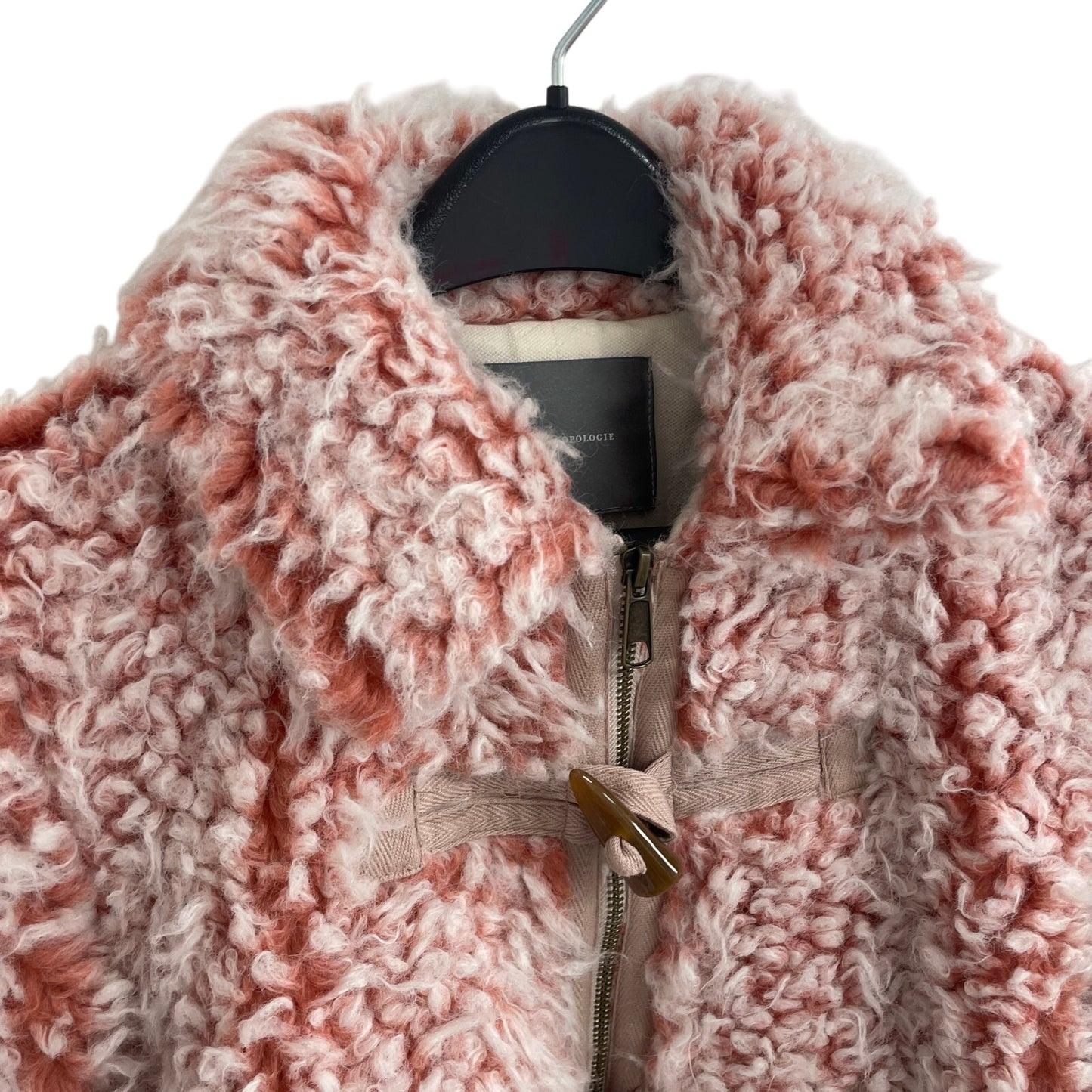 By Anthropologie Brenna Faux Fur Coat Pink Sherpa Teddy Womens Size XS