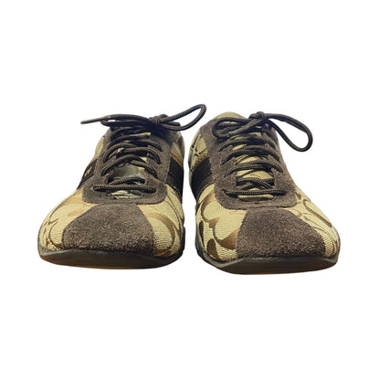 Coach Signature Canvas Logo Print Suede Trim Lace Up Jayme Sneaker Brown 7.5