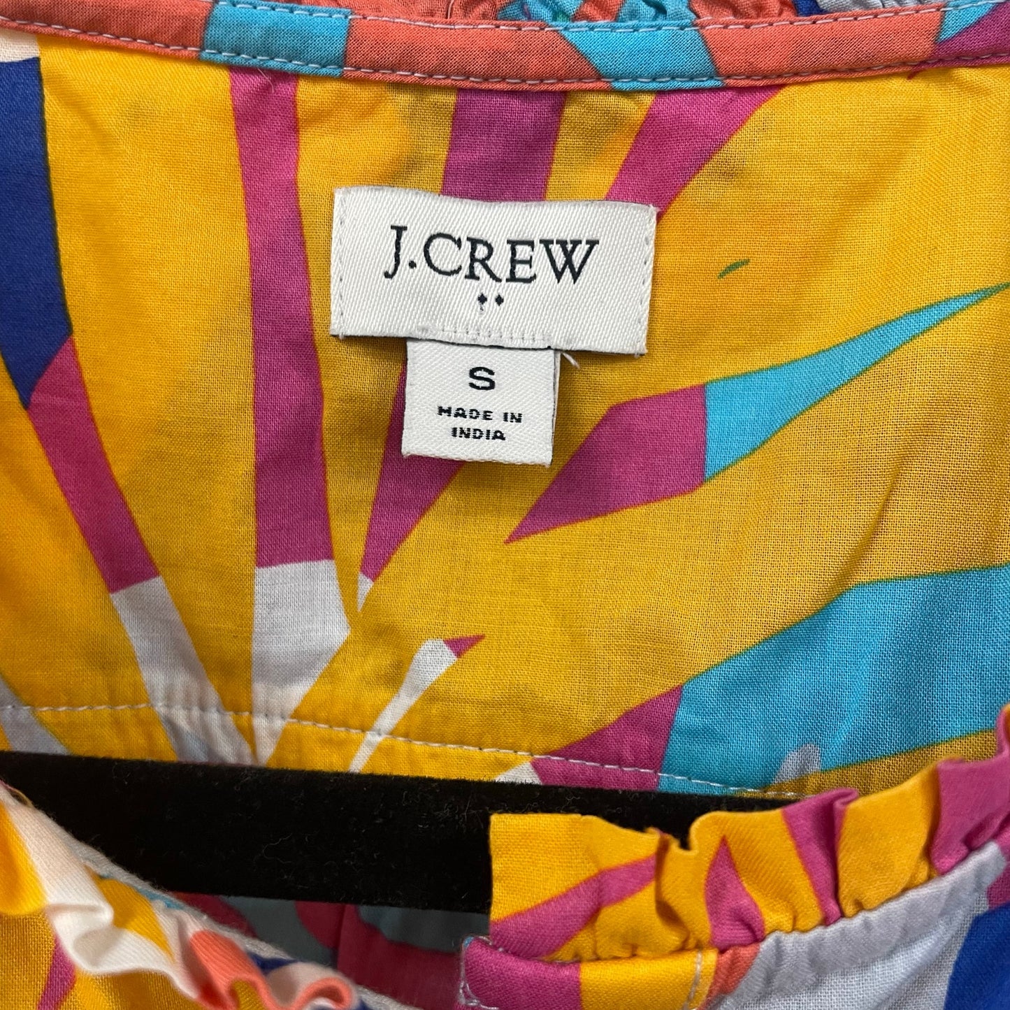 J. Crew Sleeveless Printed Ruffle Top Island Turquoise Neon Floral Print Small