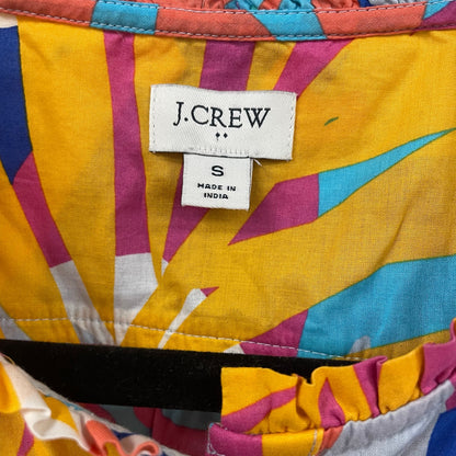 J. Crew Sleeveless Printed Ruffle Top Island Turquoise Neon Floral Print Small
