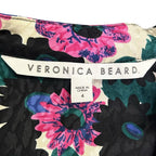 Veronica Beard Blue Pink Multicolor Buzio Floral Stretch Silk Top Womens 4