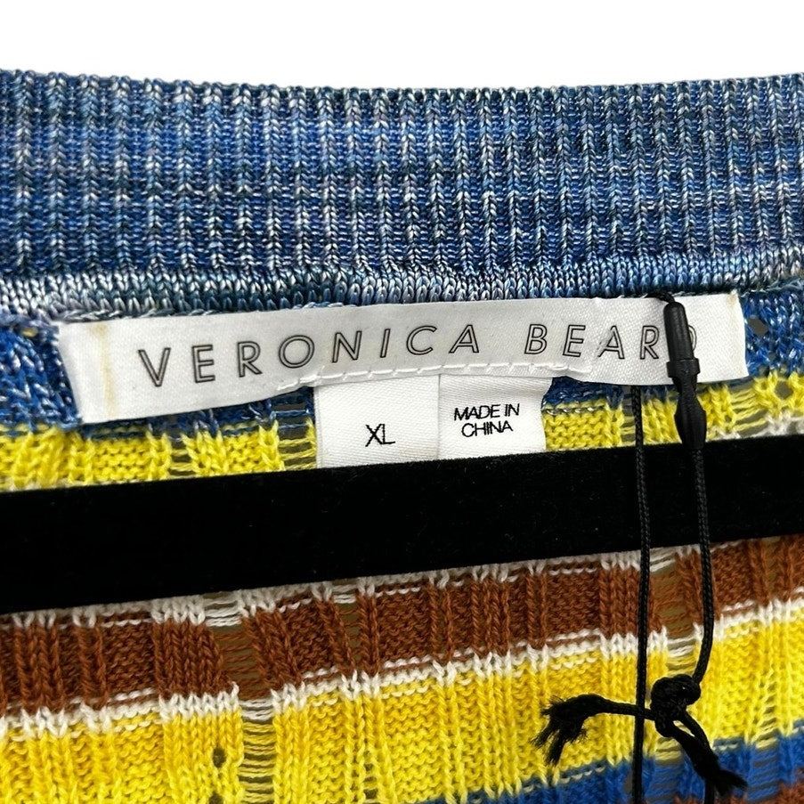NWT Veronica Beard Stripe Chantal Scoop Neck Ribbed Pullover Sweater Womens XL