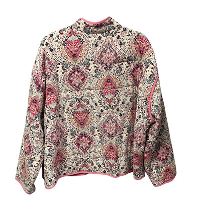 Torrid Open Front Challis Quilted Jacket Pink Floral Paisley Print Womens 2X