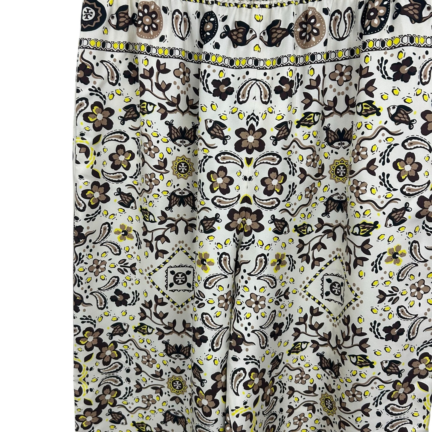 NWT Tory Burch Ivory Pisces Dream Printed Silk Pull On Pants Womens 12