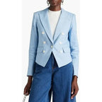 Veronica Beard Diego Dickey Linen Blend Blazer Jacket Light Blue Womens 4