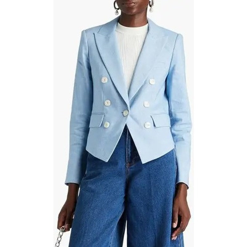Veronica Beard Diego Dickey Linen Blend Blazer Jacket Light Blue Womens 4