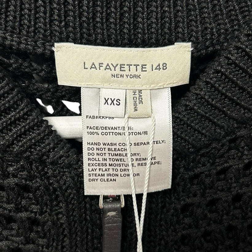 NWT Lafayette 148 Black Knit Sleeveless Front Zip Sweater Womens XXS