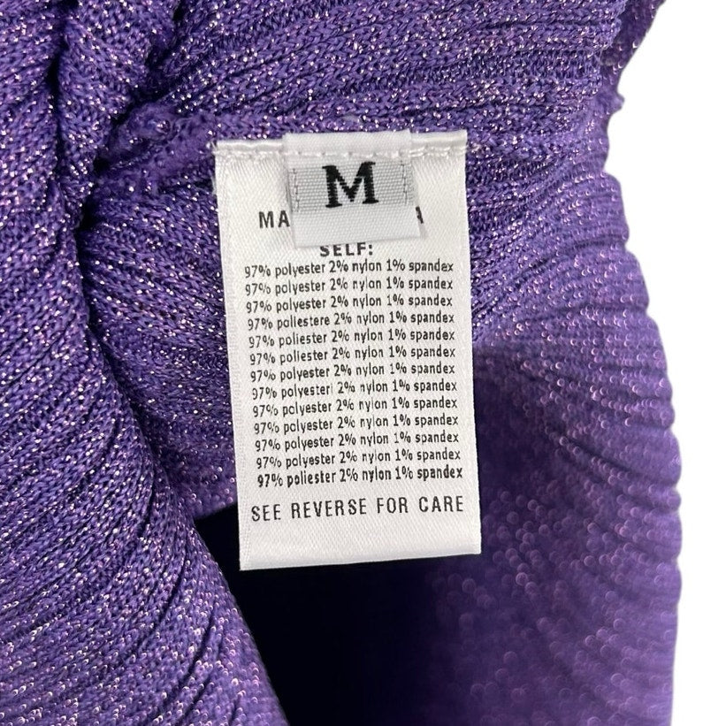 AKNVAS Sevrine Purple Twisted Glittery Sleeveless Midi Dress Womens Medium