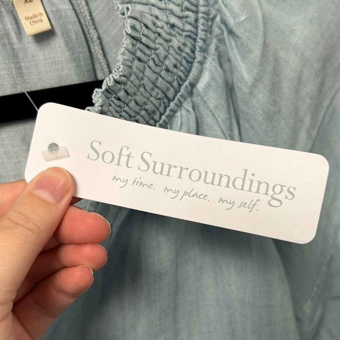 NWT Soft Surroundings Light Chambray 3/4 Sleeve Marisol Tencel Top Womens XL