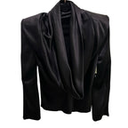 NWT Saint Laurent Black Long Sleeve High Neck Cowl Back Silk Blouse Womens US 4