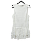 NWT Alice + Olivia Palmira Linen Blend Ruffle Mini Dress 12 Preppy Tennis Core