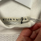 NWT Alice + Olivia Soft White Lanie Pointelle Mock Neck Top Womens Small