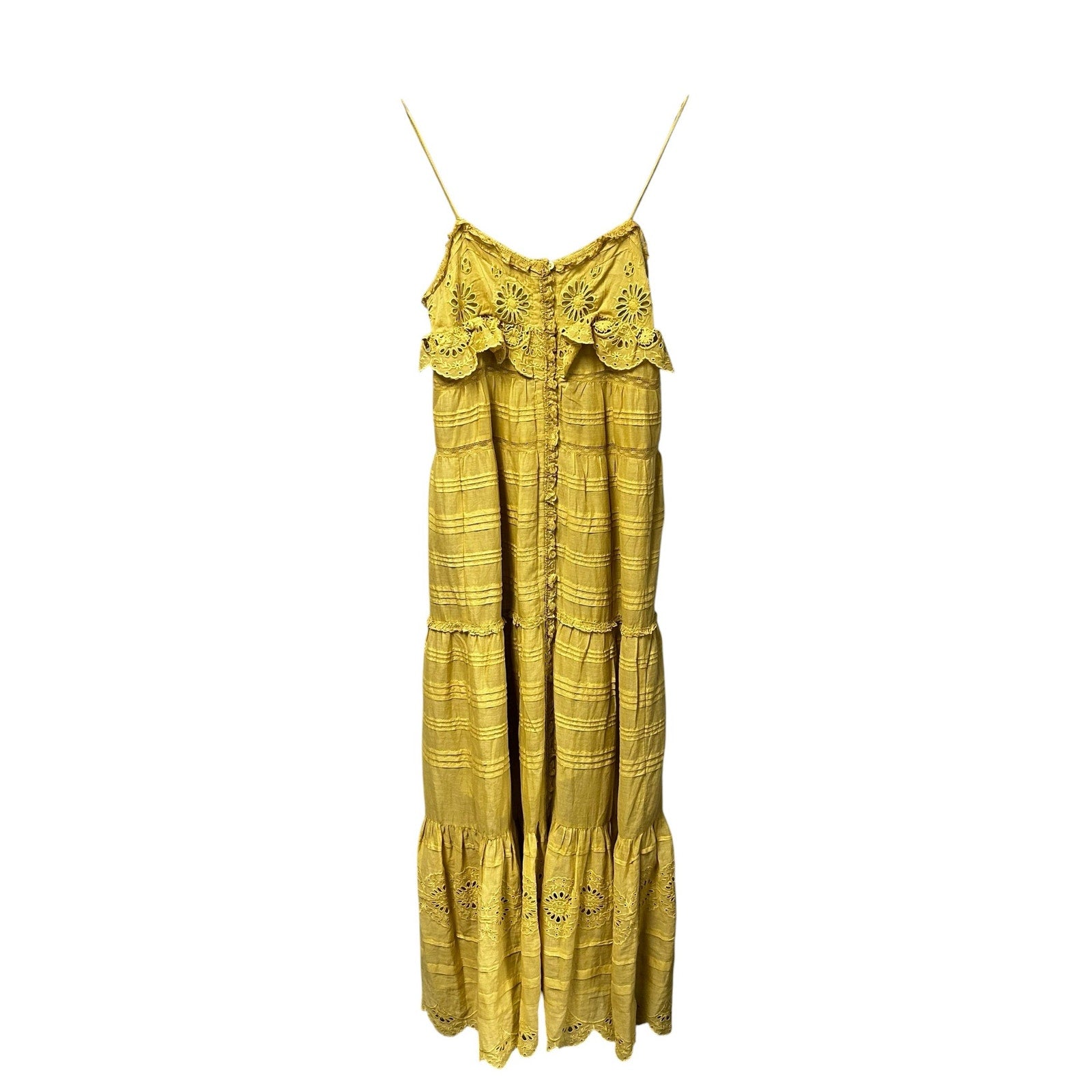NWT Marant Etoile Light Ochre Yellow Paule Tiered Maxi Dress Womens 36 / US 0