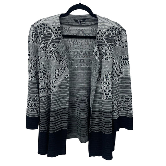 Misook Gray Black White Knit Long Sleeve Cardigan Jacket Womens Size XL AS IS