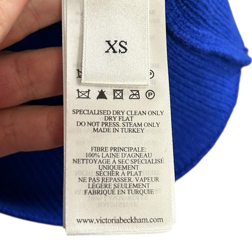 NWT Victoria Beckham Lambswool Sapphire Blue Turtleneck Sweater Womens US 0/2