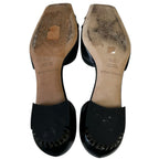 Giorgio Armani Black Leather Gold Hardware Square Toe Flats Womens 37.5 / US 7.5