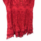 NWT Alice + Olivia Loryn Embroidered Short Sleeve Mini Dress Dark Cherry Size 4