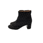 Chanel Black Suede Block Heel Chain Embellished CC Logo Short Boot Size 39 / 9
