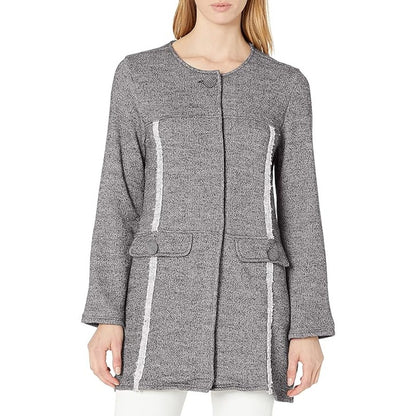 Neon Buddha Gray White Cotton Blend Penrose Long Button Jacket Womens Size XL