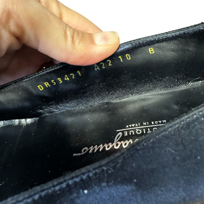 Salvatore Ferragamo Black Satin Bowtie Ballet Flats Womens 10