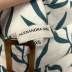 Alexandra Miro Blue White Printed Belted Tiered Viscose Midi Skirt Womens XS