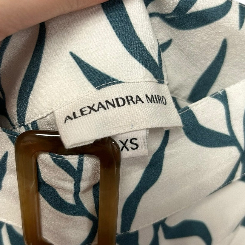 Alexandra Miro Blue White Printed Belted Tiered Viscose Midi Skirt Womens XS