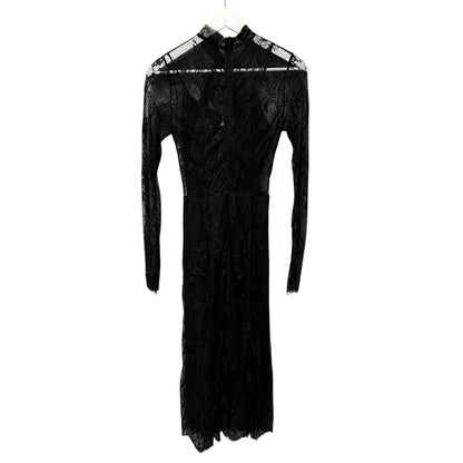 NWT Macgraw Black Immortal Dress Chantilly-Lace Midi Dress Womens US 2