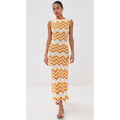 NWT ESCVDO Ivory Yellow Orange Huayna Crochet Knit Maxi Dress Womens Small