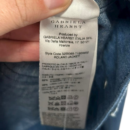 NWT Gabriela Hearst Roland Jacket Light Blue Cotton Linen Blend Denim 36 / US 0