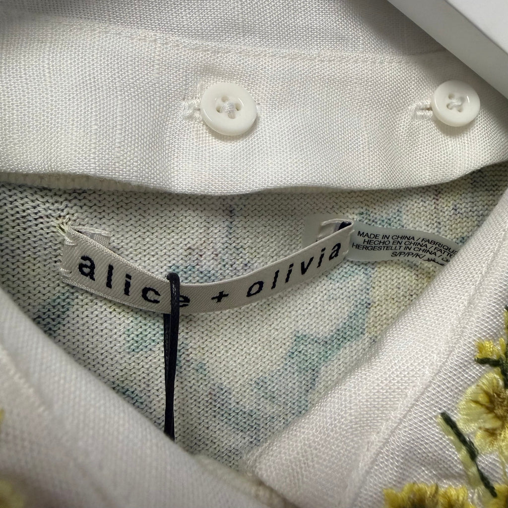 NWT Alice + Olivia Carson Printed Cardigan Fresh Air Butter Floral Size Small