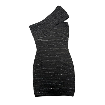 NWT Balmain Paris Black Asymmetric Sequined Mini Bodycon Dress Womens 36 / US 4