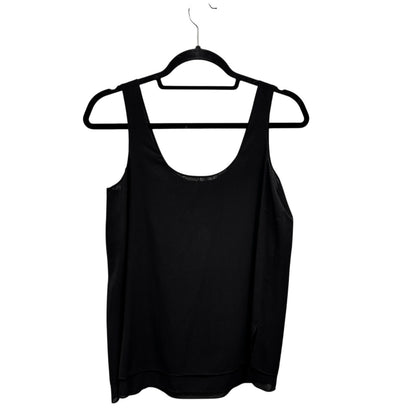 NWT Vince Black Sleeveless Scoop Neck Side Slit Silk Tank Top Womens X-Small