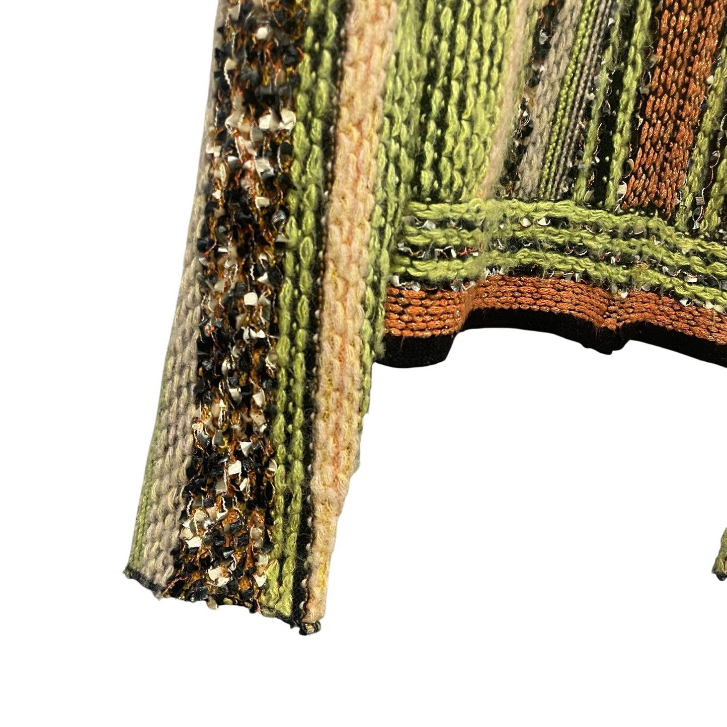 One Girl Who / Pride Wool Blend Metallic Knit Zip Up Cardigan Green Orange Small