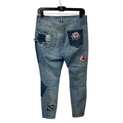 For The Republic Light Wash Mixed Media Patchwork Ankle Jeans Womens 10 / 29