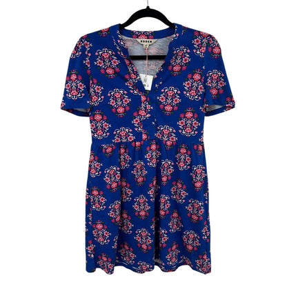 NWT Boden Bright Blue Wildflower Stamp Naomi Short Sleeve Dress Womens Petite 6