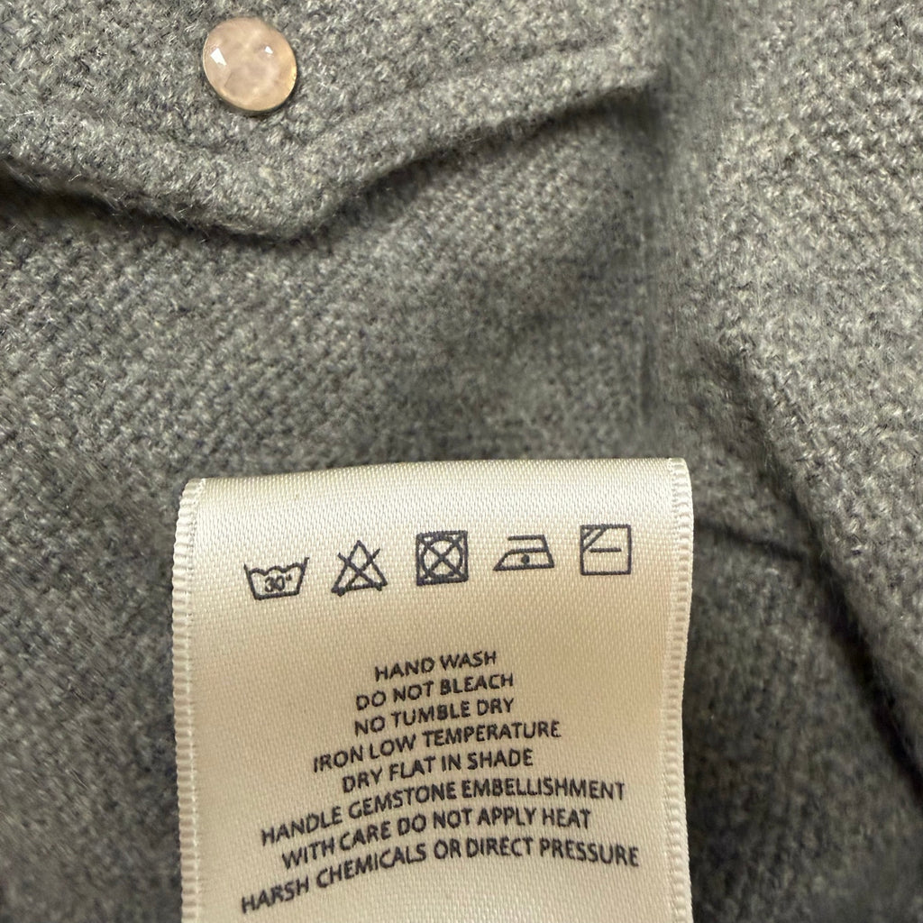 NWT God's True Cashmere Grey Cashmere Shirt Rose Quartz Snap Button Up Size XS
