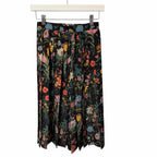 NWT Gucci Silk Pleated Midi Skirt Macro Floral Black Multi Size IT 36 / US 0