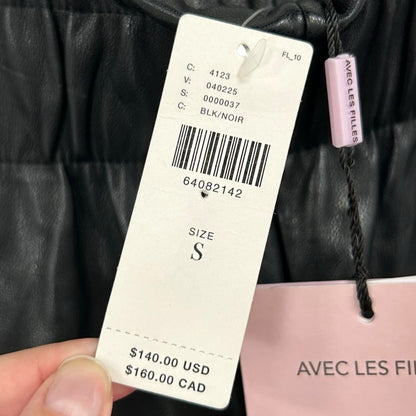 NWT Avec Les Filles Black Vegan Faux Leather Pull On Pants Womens Small