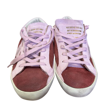 Golden Goose Red Pink Superstar Bicolor Suede Low-Top Sneakers 9