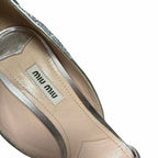 Miu Miu Swarovski Crystal Embellished Glitter Leather Sandals Size 39.5 / US 9.5