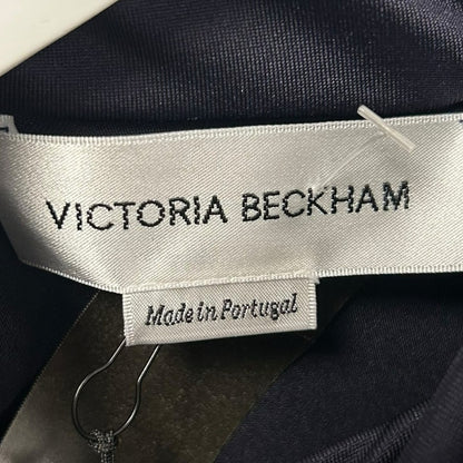 NWT Victoria Beckham Navy Gathered Draped Turtleneck Midi Dress Womens US 0