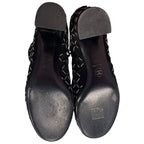 Chanel Black Suede Block Heel Chain Embellished CC Logo Short Boot Size 39 / 9
