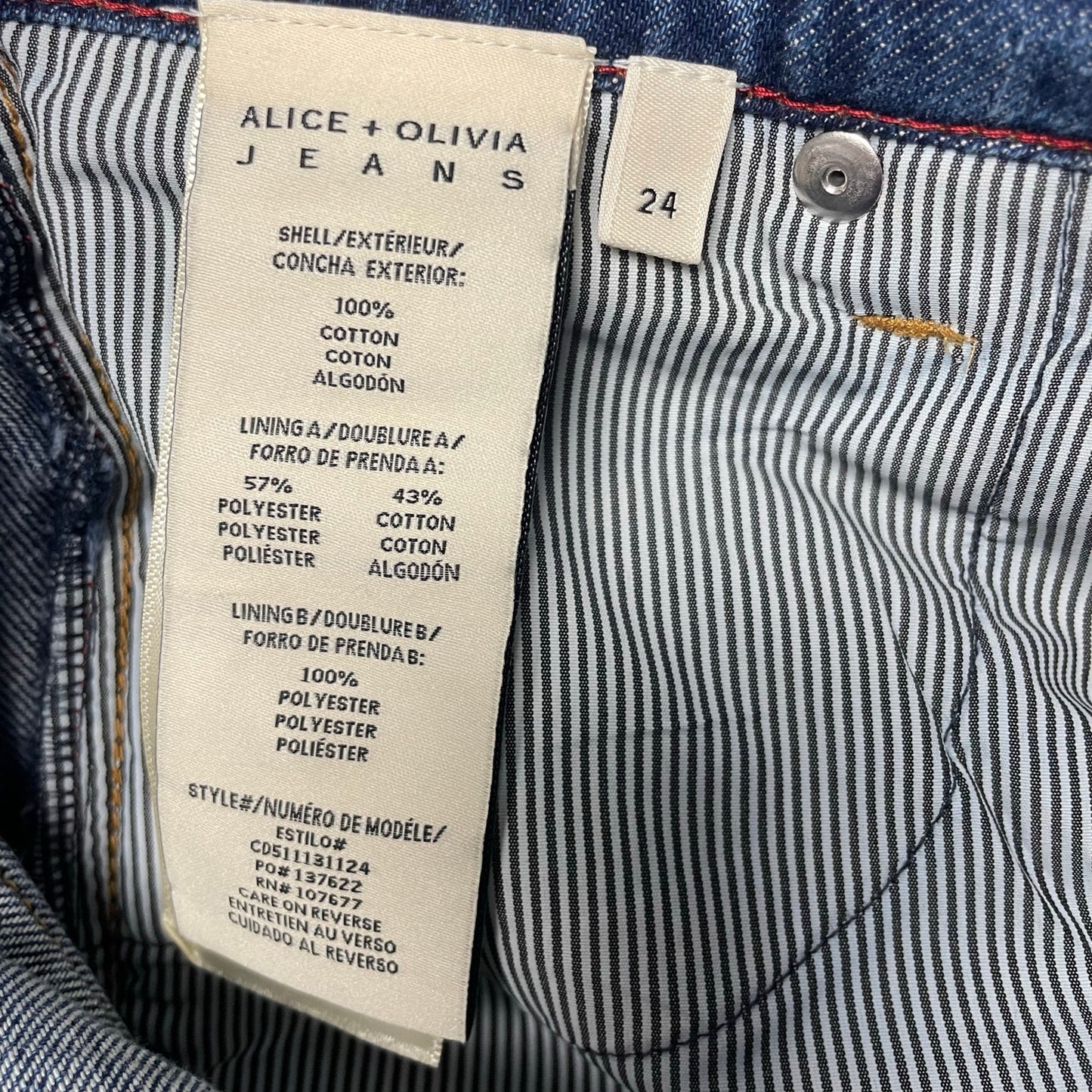 NWT Alice + Olivia Amazing Low Rise Baggy Jean Dark Rinse Star Embellished 24