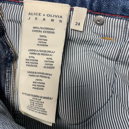 NWT Alice + Olivia Amazing Low Rise Baggy Jean Dark Rinse Star Embellished 24