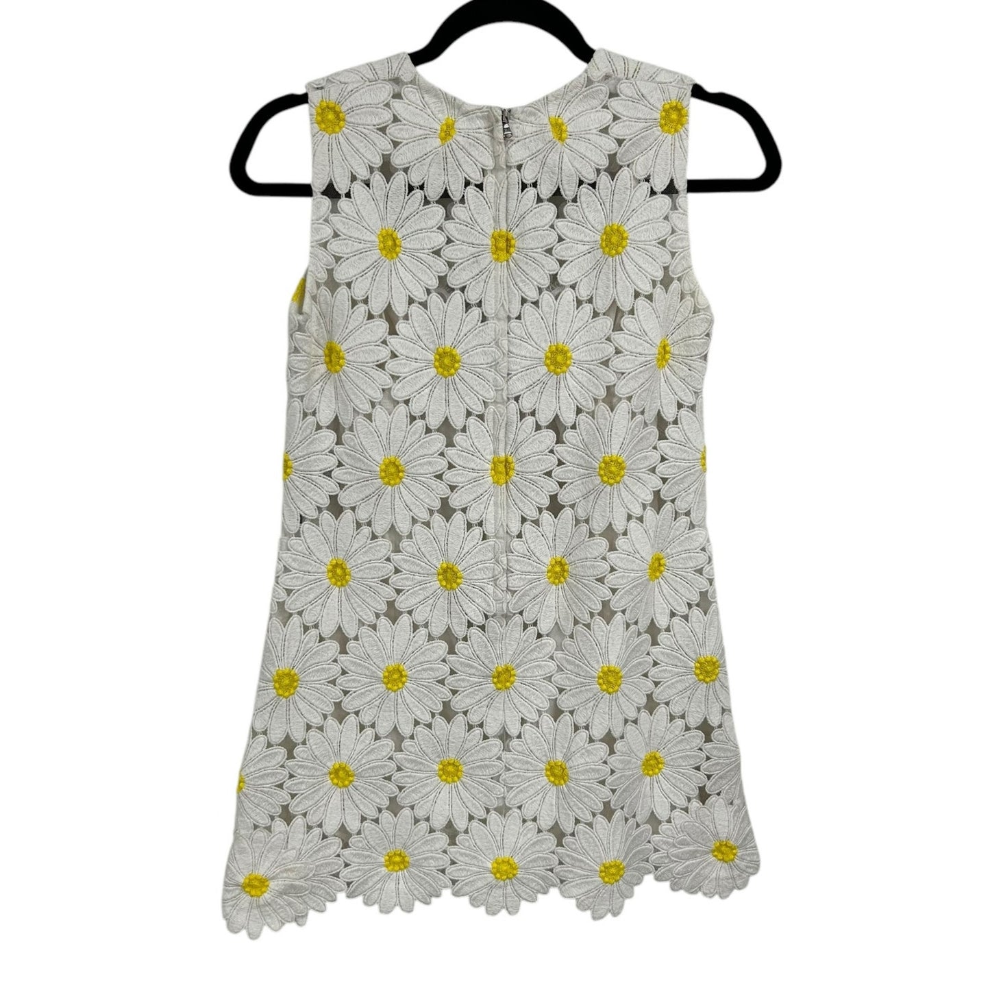 Dolce & Gabbana White Yellow Daisy Macrame Sheath Mini Dress Womens 38 / US 2