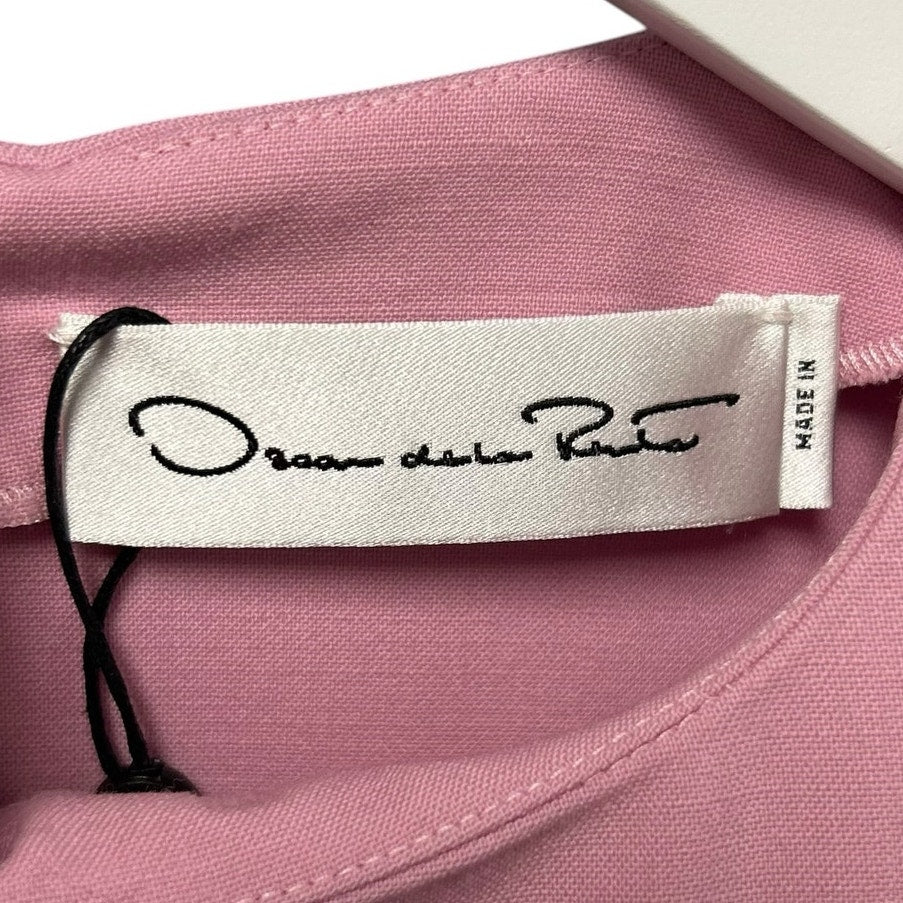 NWT Oscar de la Renta Lily Pink Cherry Guipure Lace Belted Midi Dress Womens 2