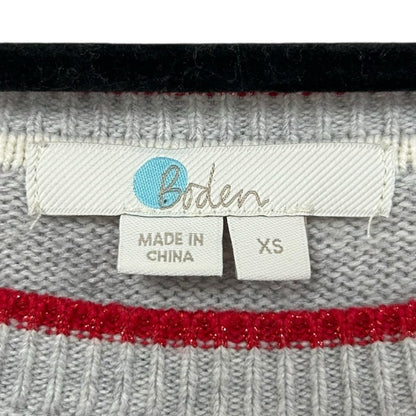 Boden Gray Red Long Sleeve Crewneck Pullover Christmas Sweater Womens XS
